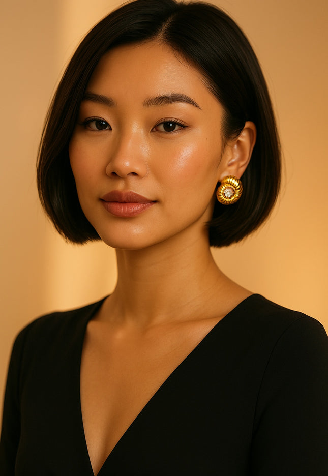 OCEAN AURA EARRINGS In Solid Non-Tarnish Stainless Steel With 18K Gold-Plate