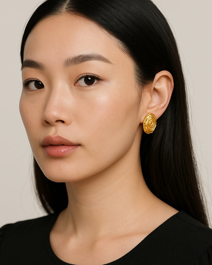 AURA WHISPERS EARRINGS In Solid Non-Tarnish Stainless Steel With 18K Gold-Plate
