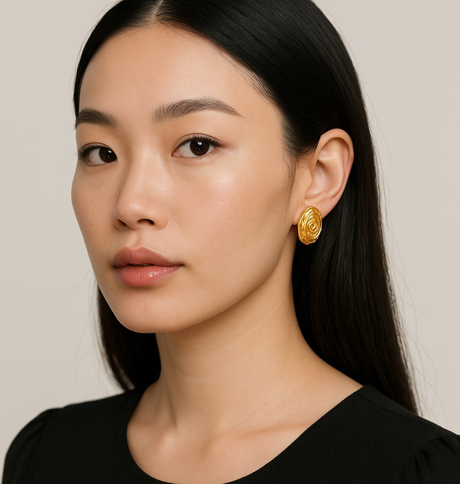 AURA WHISPERS EARRINGS In Solid Non-Tarnish Stainless Steel With 18K Gold-Plate
