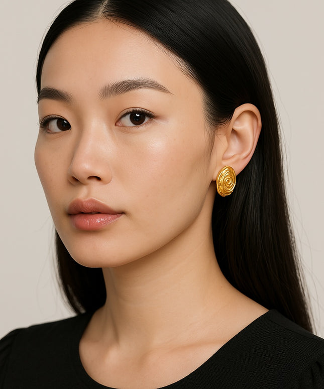 AURA WHISPERS EARRINGS In Solid Non-Tarnish Stainless Steel With 18K Gold-Plate