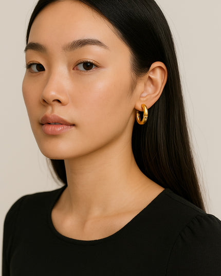 LUMI CLOU INSPIRED LINK HOOPS – GOLD EDITION - EARRINGS In Solid Non-Tarnish Stainless Steel With 18K Gold-Plate
