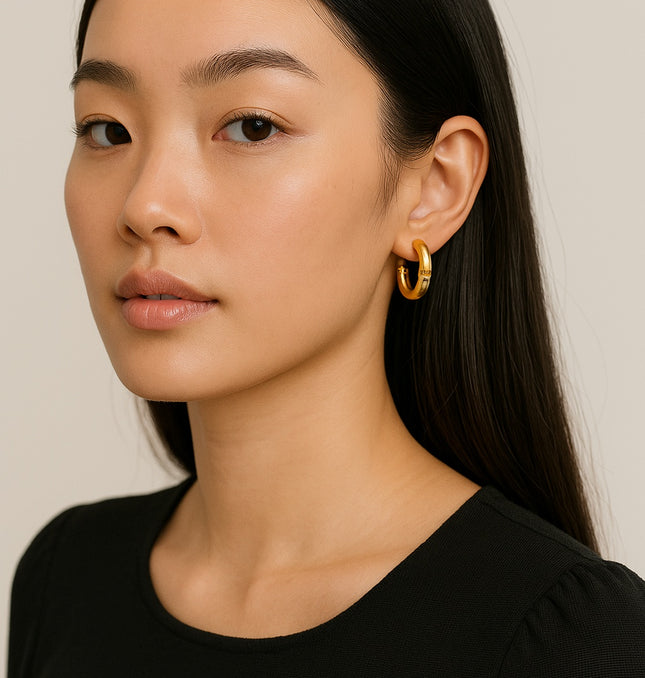 LUMI CLOU INSPIRED LINK HOOPS – GOLD EDITION - EARRINGS In Solid Non-Tarnish Stainless Steel With 18K Gold-Plate