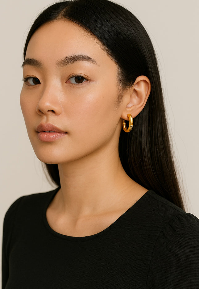 LUMI CLOU INSPIRED LINK HOOPS – GOLD EDITION - EARRINGS In Solid Non-Tarnish Stainless Steel With 18K Gold-Plate