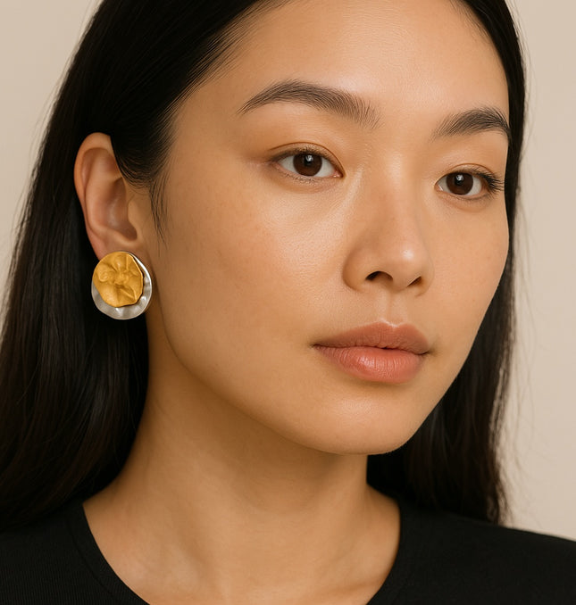 Molten Harmony Studs - LUXE EARRINGS In Solid Non-Tarnish Stainless Steel With 18K Gold-Plate