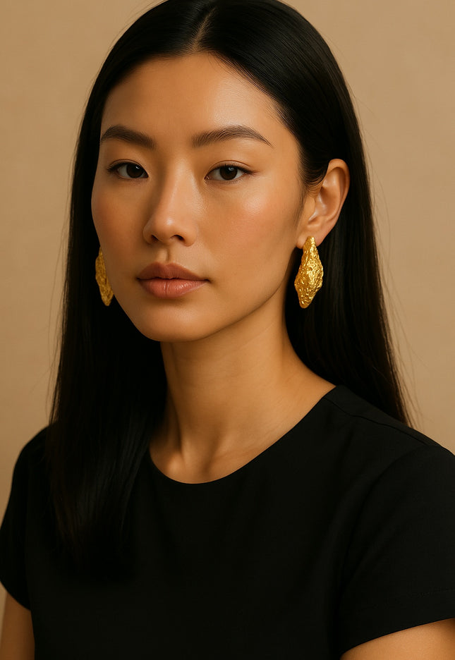 LIQUID GOLD TEXTURED EARRINGS
