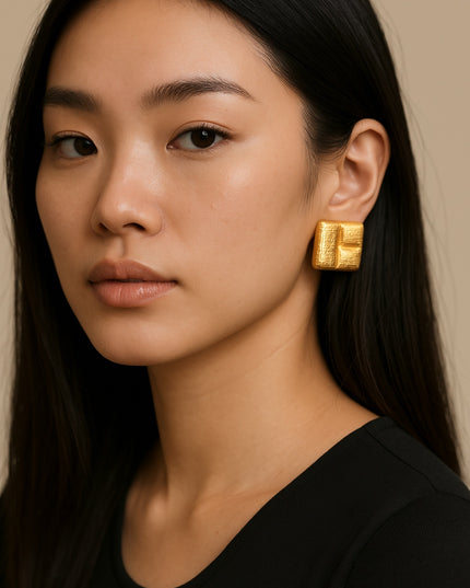 The Sculpted Block Earrings – Modern Texture Meets Artful Form
