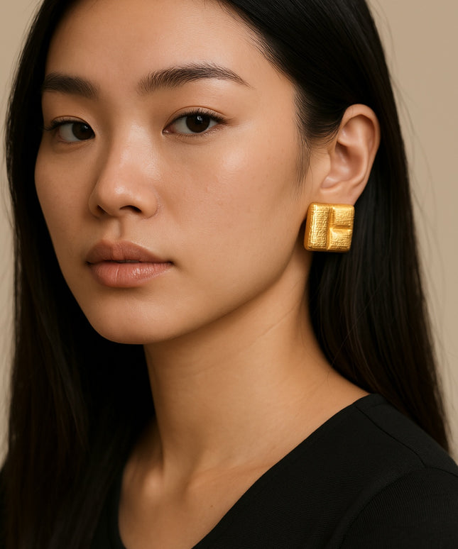 The Sculpted Block Earrings – Modern Texture Meets Artful Form