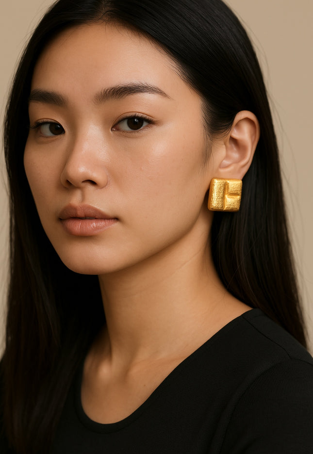 The Sculpted Block Earrings – Modern Texture Meets Artful Form