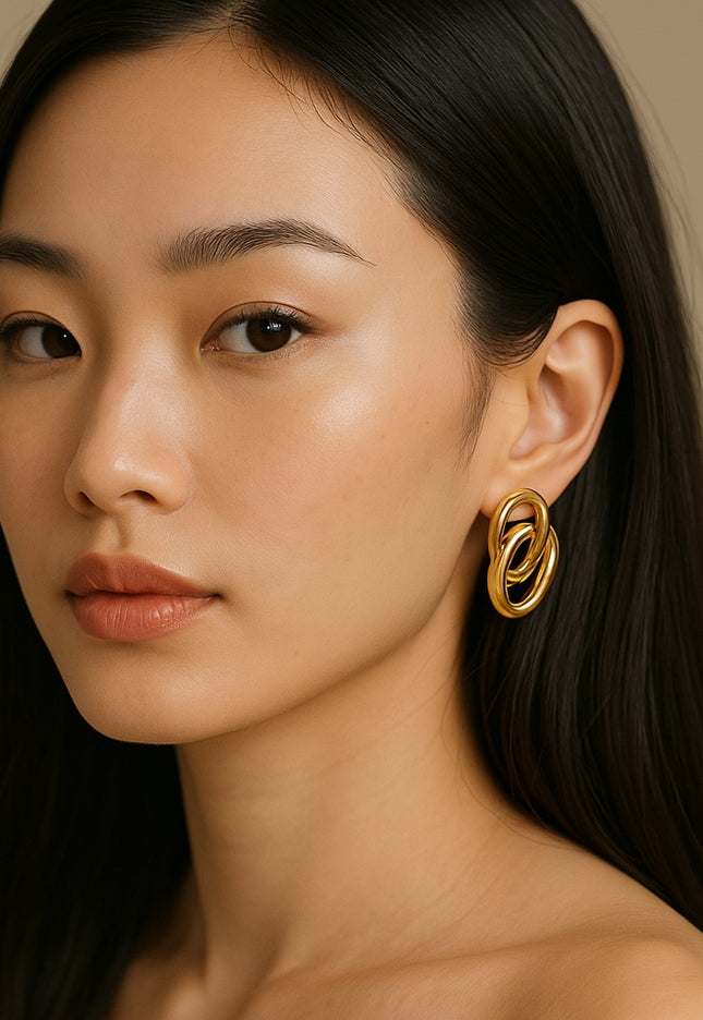 ECHO LINK EARRINGS IN 18K GOLD PLATE In Solid Stainless Steel 18K Gold-Plate