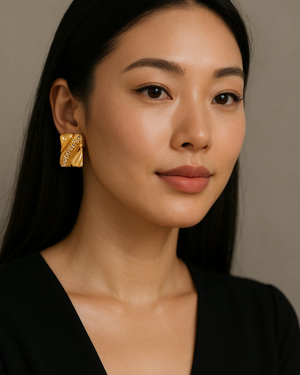 Gilded Luxe Studs – The Glamour Flow Earrings