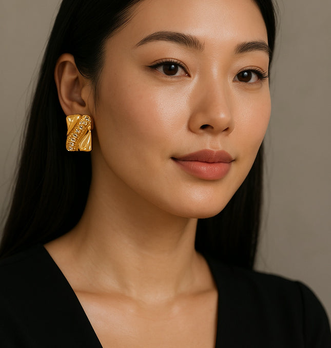Gilded Luxe Studs – The Glamour Flow Earrings