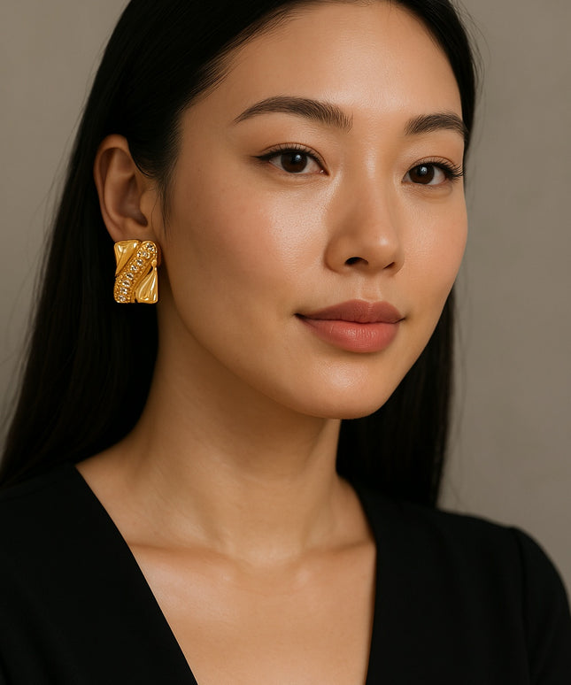 Gilded Luxe Studs – The Glamour Flow Earrings