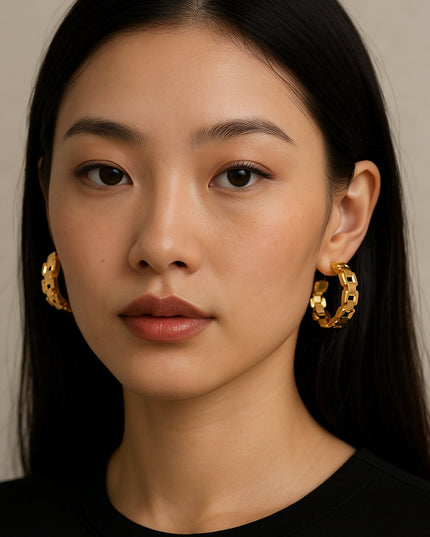 CLASSIC FRENCH LUXE HOOPS  In Solid Stainless Steel 18K Gold-Plate
