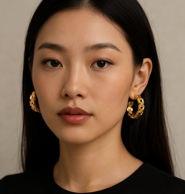 CLASSIC FRENCH LUXE HOOPS  In Solid Stainless Steel 18K Gold-Plate