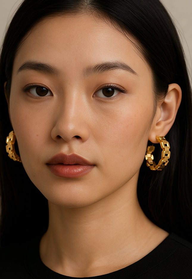 CLASSIC FRENCH LUXE HOOPS  In Solid Stainless Steel 18K Gold-Plate