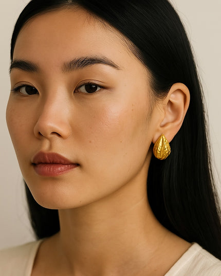 THE UNVEIL FLEUR EARRINGS in Solid Stainless Steel with 18K Gold Plate