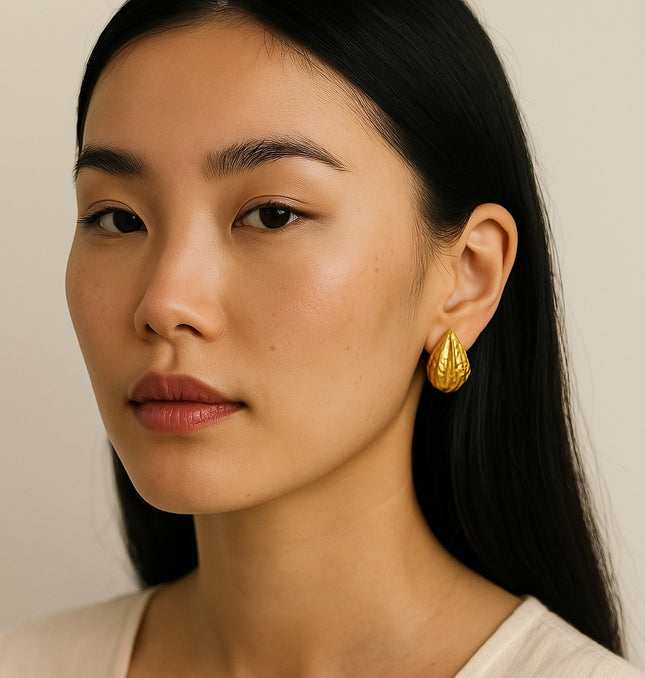 THE UNVEIL FLEUR EARRINGS in Solid Stainless Steel with 18K Gold Plate