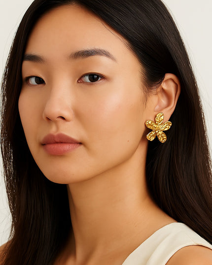 GOLDEN BLOSSOM LUXE EARRINGS Made In Solid Non-Tarnish Stainless Steel With 18K Gold-Plate
