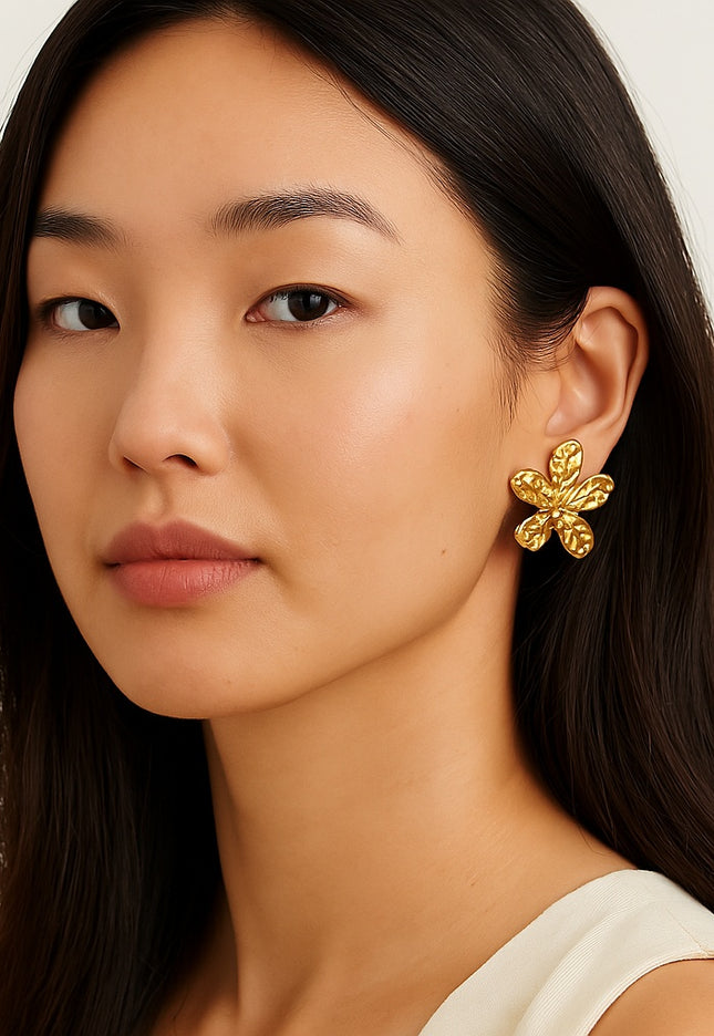 GOLDEN BLOSSOM LUXE EARRINGS Made In Solid Non-Tarnish Stainless Steel With 18K Gold-Plate