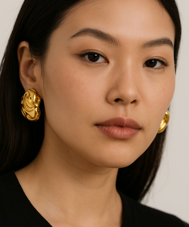 LIQUID AURA EARRINGS In Solid Non-Tarnish Stainless Steel With 18K Gold-Plate
