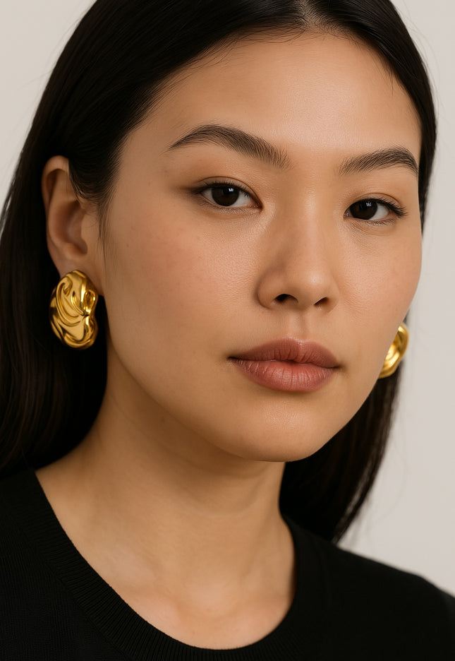 LIQUID AURA EARRINGS In Solid Non-Tarnish Stainless Steel With 18K Gold-Plate