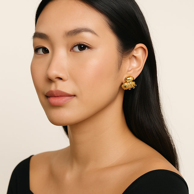 THE DOT DROP - EARRINGS In Solid Non-Tarnish Stainless Steel With 18K Gold-Plate