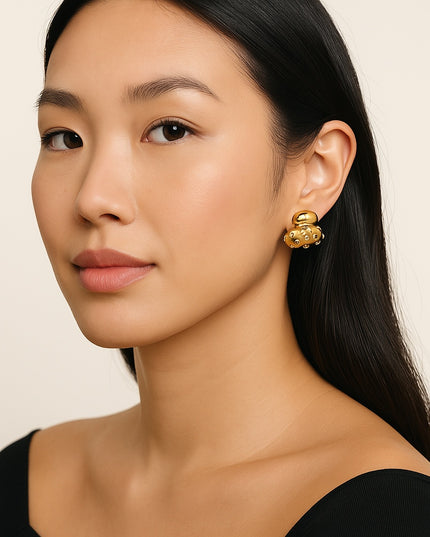 THE DOT DROP - EARRINGS In Solid Non-Tarnish Stainless Steel With 18K Gold-Plate