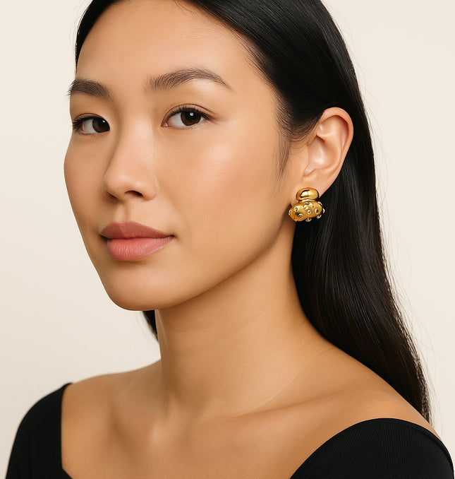 THE DOT DROP - EARRINGS In Solid Non-Tarnish Stainless Steel With 18K Gold-Plate