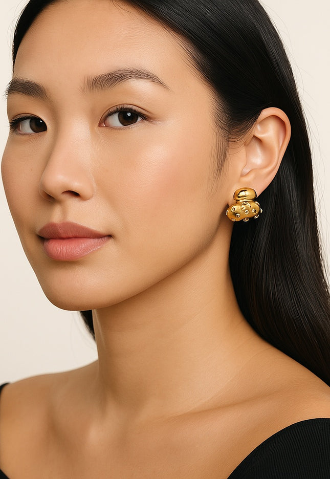 THE DOT DROP - EARRINGS In Solid Non-Tarnish Stainless Steel With 18K Gold-Plate