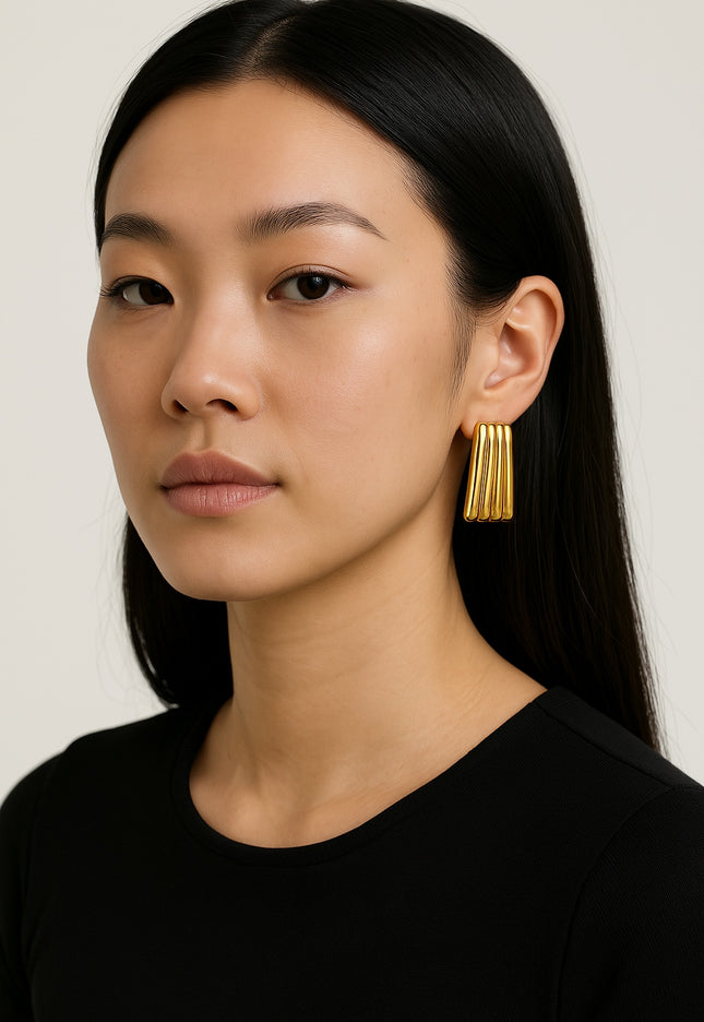 THE CASCADE STUD EARRINGS In Solid Stainless Steel With 18K Gold-Plate
