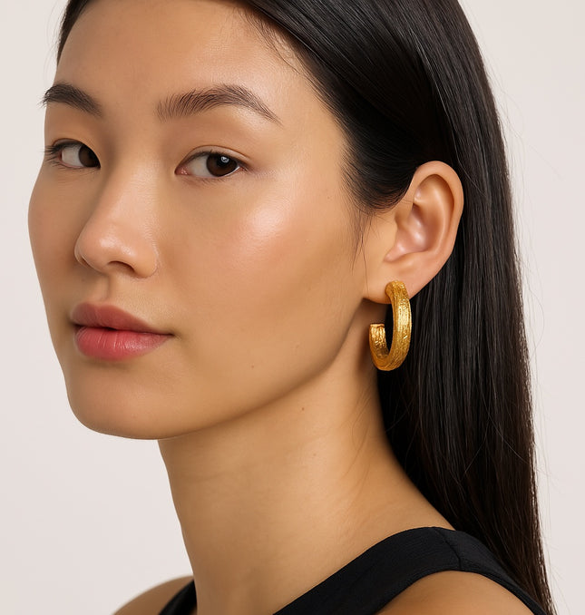 Golden Drift Hoops - EARRINGS In Solid Non-Tarnish Stainless Steel With 18K Gold-Plate