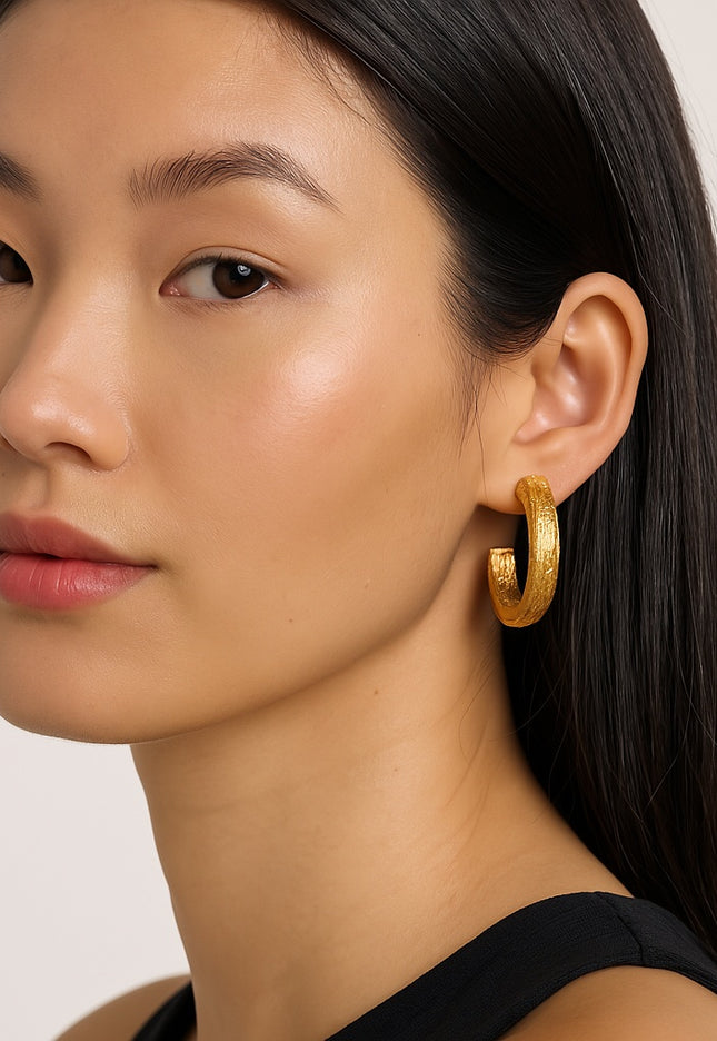 Golden Drift Hoops - EARRINGS In Solid Non-Tarnish Stainless Steel With 18K Gold-Plate