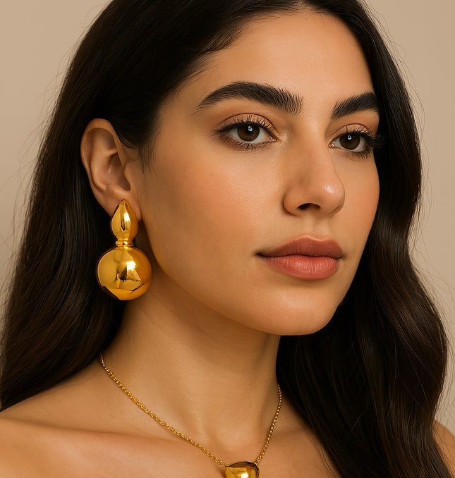 Sculpted Sphere Earrings – Bold Elegance in Gold
