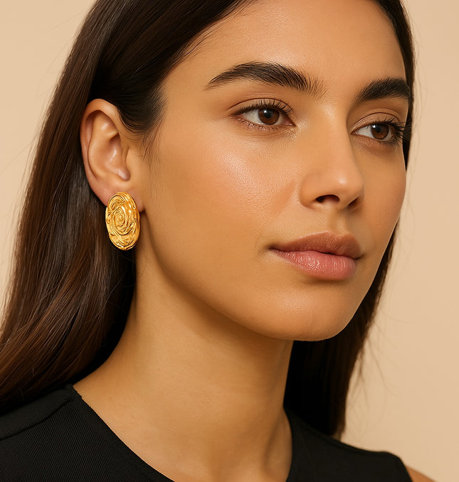 AURA WHISPERS EARRINGS In Solid Non-Tarnish Stainless Steel With 18K Gold-Plate