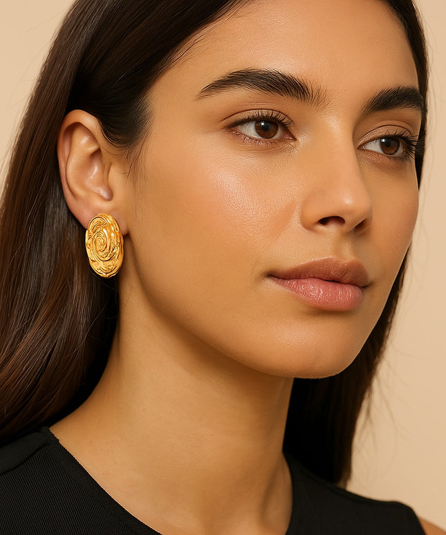 AURA WHISPERS EARRINGS In Solid Non-Tarnish Stainless Steel With 18K Gold-Plate