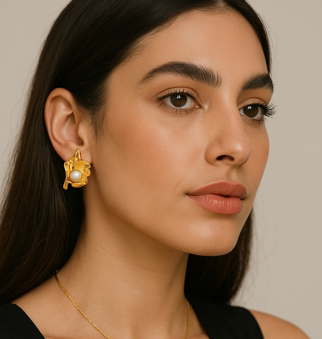OCEAN BLOOM EARRINGS In Solid Stainless Steel With 18K Gold-Plate