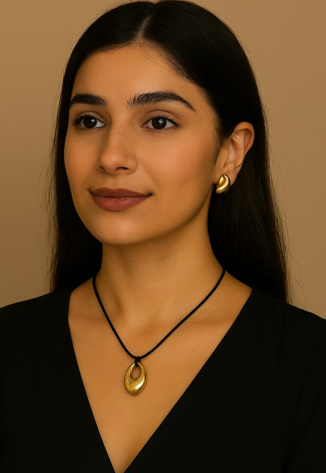 CELESTIAL ARC PENDANT - NECKLACE In Solid Non-Tarnish Stainless Steel With 18K Gold-Plate