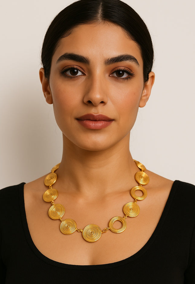 ECLIPSE SPIRAL NECKLACE In Solid Non-Tarnish Stainless Steel With 18K Gold-Plate