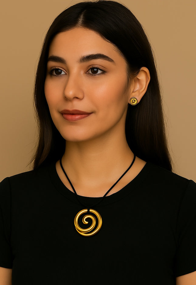 ETERNAL SPIRAL PENDANT NECKLACE In Solid Non-Tarnish Stainless Steel With 18K Gold-Plate