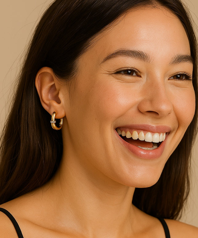 LUMINOUS LUXE HOOPS - EARRINGS In Solid Non-Tarnish Stainless Steel With 18K Gold-Plate
