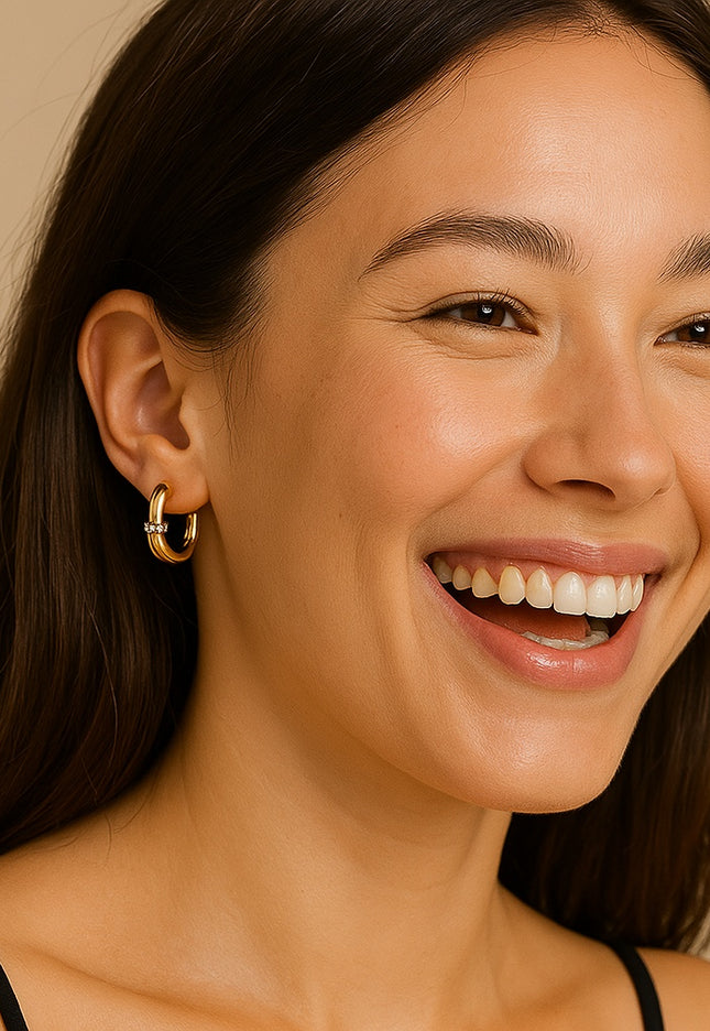 LUMINOUS LUXE HOOPS - EARRINGS In Solid Non-Tarnish Stainless Steel With 18K Gold-Plate