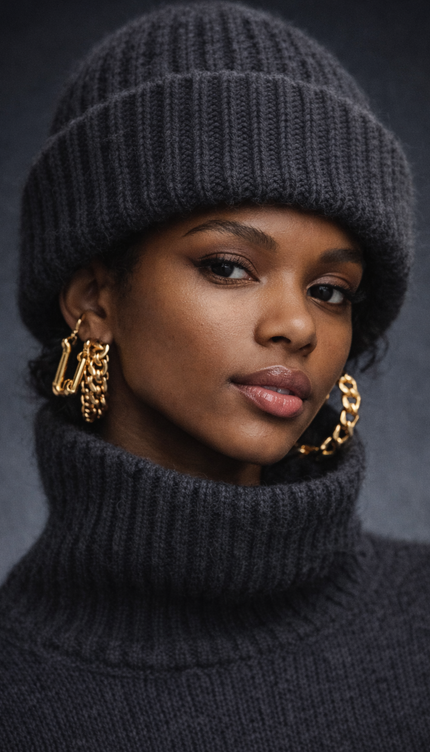 The P|M Crystal Core Chunky Knit Turtleneck - Charcoal Edition