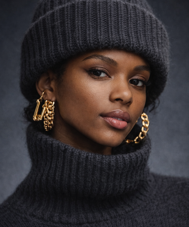 The P|M Crystal Core Chunky Knit Turtleneck - Charcoal Edition