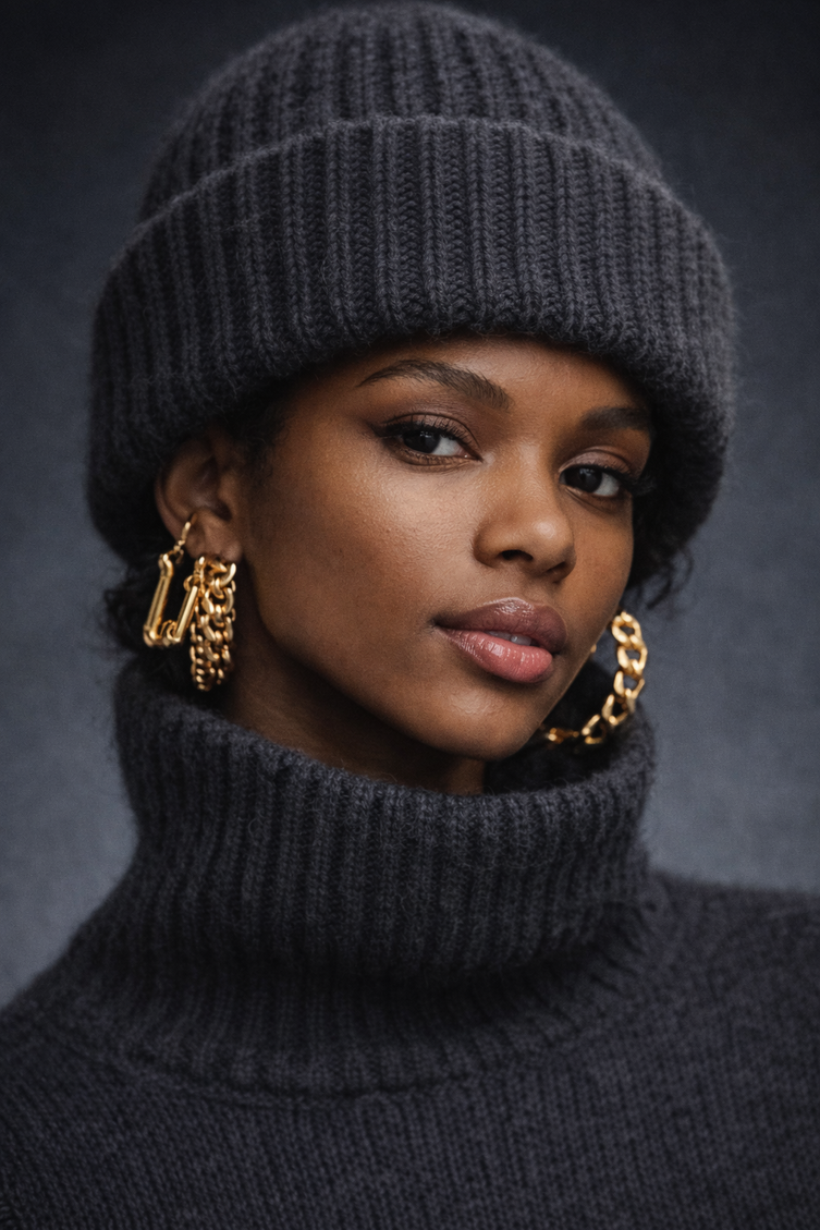 The P|M Crystal Core Chunky Knit Turtleneck - Charcoal Edition