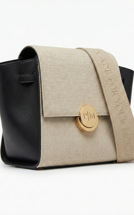 P|M COMPOSED  Noir & Ecru Canvas Mini Shoulder Bag