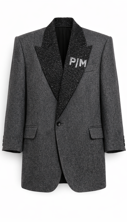 The P|M Crystal Tuxedo Oversized Blazer - Granite Edition