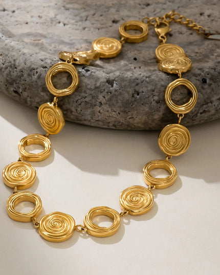 Luxe Canvas - Versace-style Inspired Coin Medallion Necklace In Solid Stainless Steel With 18K Gold-Plate