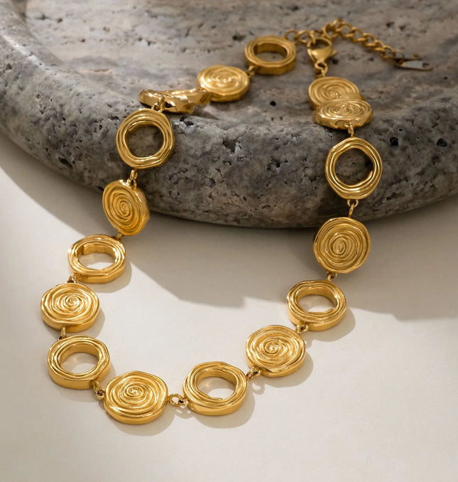 Luxe Canvas - Versace-style Inspired Coin Medallion Bracelet In Solid Stainless Steel With 18K Gold-Plate