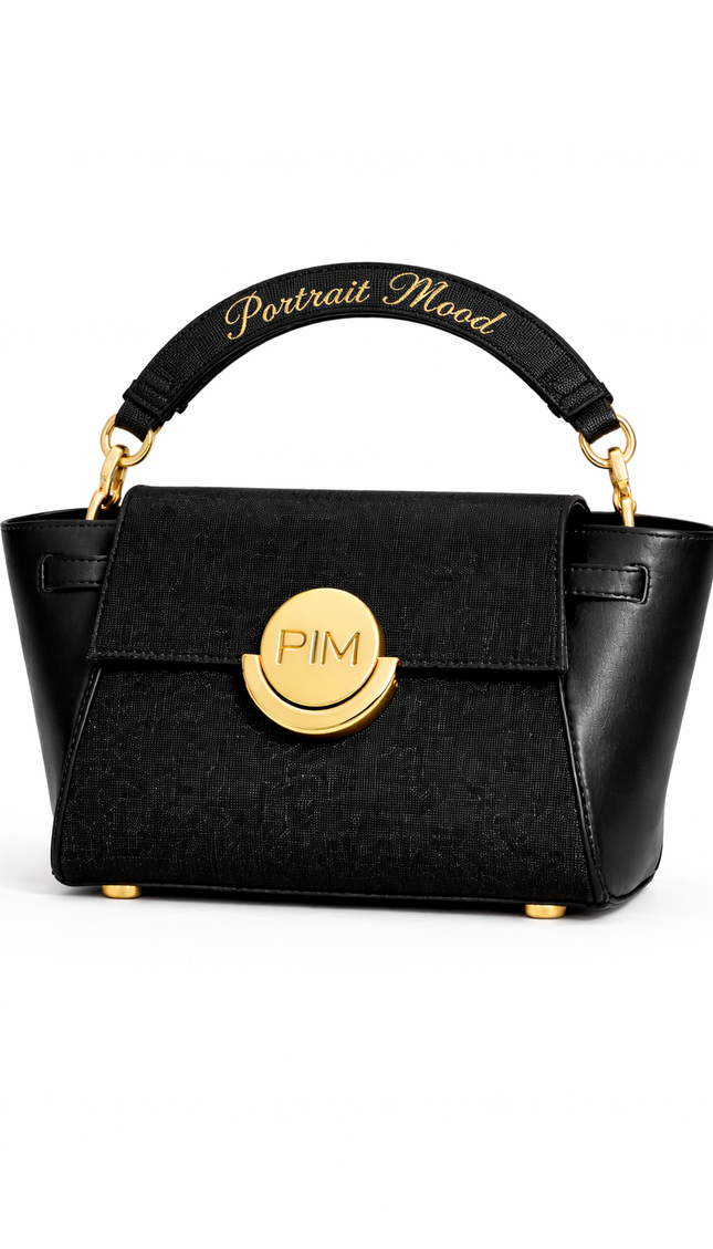 P|M ALLURE Top Handle - Noir Script & Gold Charm Edition