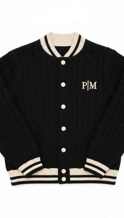 The PM Noir Heritage Cable Varsity Cardigan